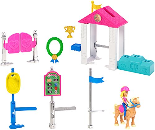 Barbie On the Go, carrera de ponis, muñeca con accesorios y caballo (Mattel FHV66)