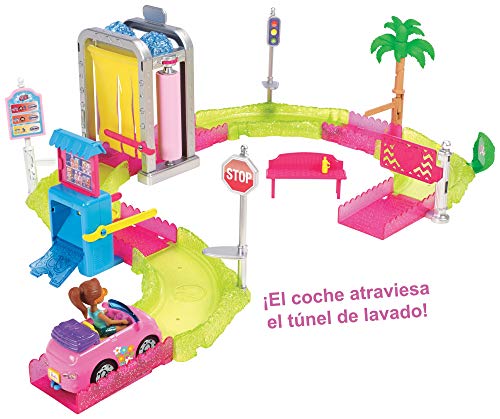 Barbie On the go, Túnel de lavado, muñeca con accesorios (Mattel FHV76) , color/modelo surtido