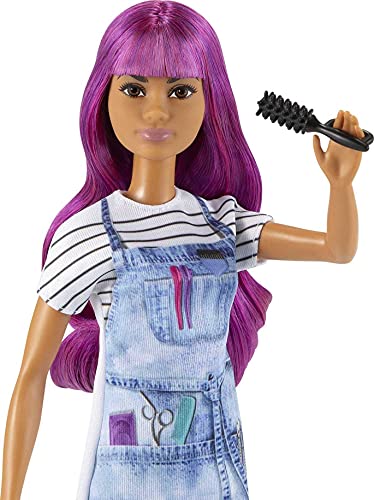 Barbie quiero ser peluquera muñeca salón de belleza y accesorios para niñas + 3 años (Mattel GTW36)