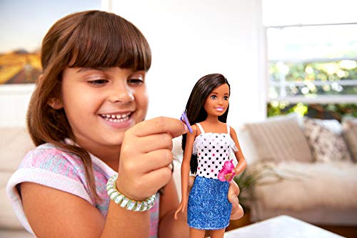 Barbie Skipper Muñeca morena de pelo liso canguro de bebés con accesorios (Mattel FXG93)