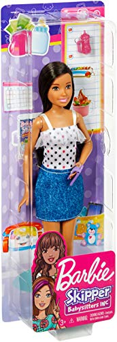 Barbie Skipper Muñeca morena de pelo liso canguro de bebés con accesorios (Mattel FXG93)