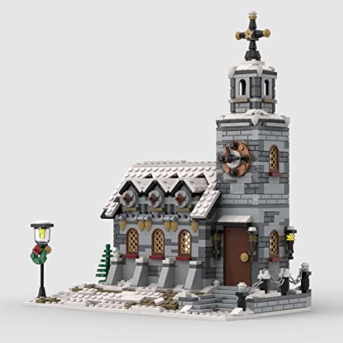 Barm Modelo de construcción Modular, 1074 Piezas MOC-58208 Iglesia de Invierno Juegos de construcción de Casas modulares Bloques de construcción de Juguete, Compatible con Lego