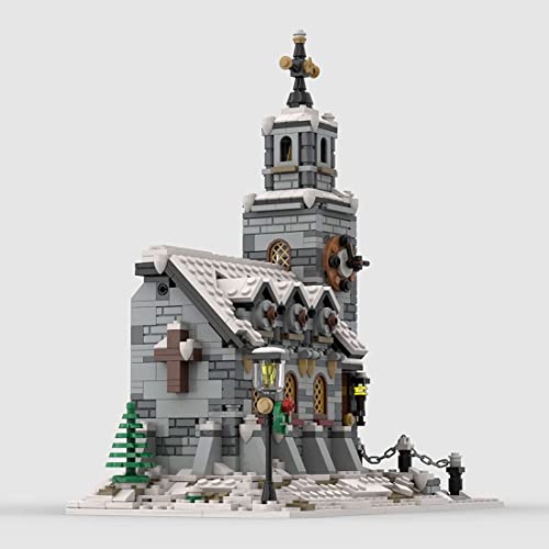 Barm Modelo de construcción Modular, 1074 Piezas MOC-58208 Iglesia de Invierno Juegos de construcción de Casas modulares Bloques de construcción de Juguete, Compatible con Lego