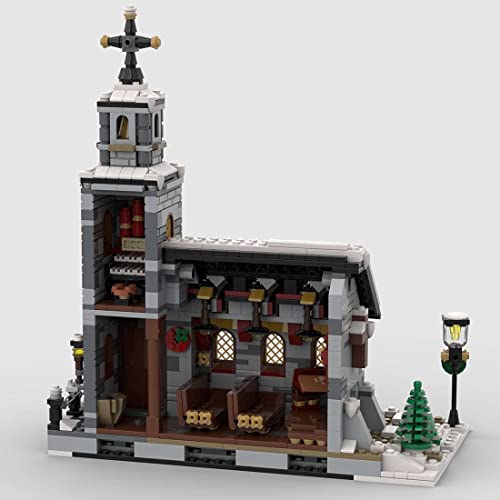 Barm Modelo de construcción Modular, 1074 Piezas MOC-58208 Iglesia de Invierno Juegos de construcción de Casas modulares Bloques de construcción de Juguete, Compatible con Lego