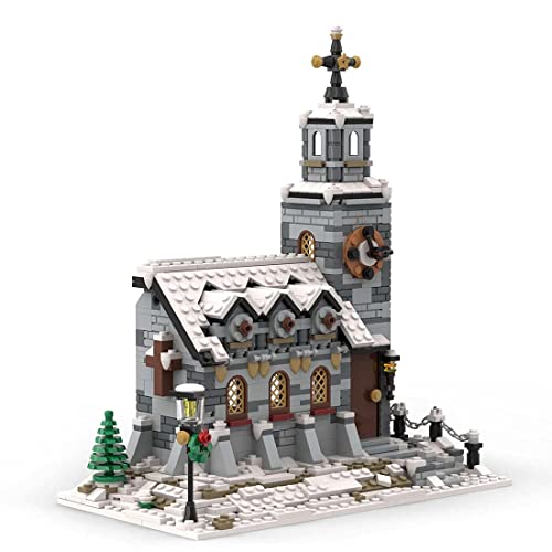 Barm Modelo de construcción Modular, 1074 Piezas MOC-58208 Iglesia de Invierno Juegos de construcción de Casas modulares Bloques de construcción de Juguete, Compatible con Lego