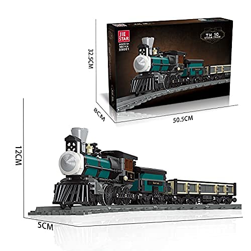 Barm Technics City Train Set, 560 + Pcs Retro Steam Train Rail Freight Train Juego de Bloques de construcción con vías de Tren, Ladrillos - Compatible con Lego 60198