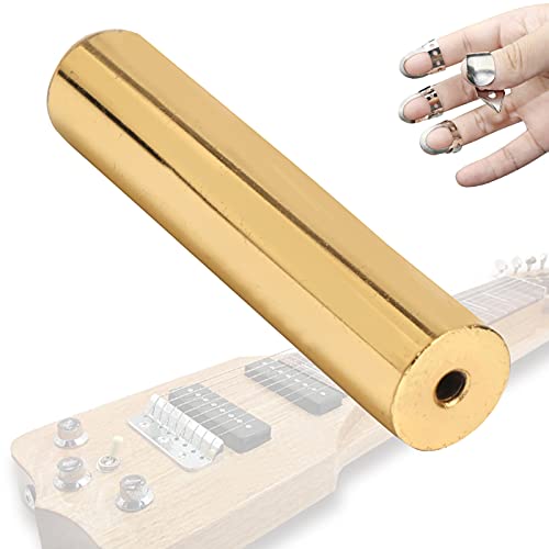 Barra de Tono de Diapositiva de Guitarra, Diapositiva de Guitarra eléctrica estándar portátil de Sonido Brillante con 4 púas de Dedo para Amantes de la Guitarra para Guitarra eléctrica(Oro)