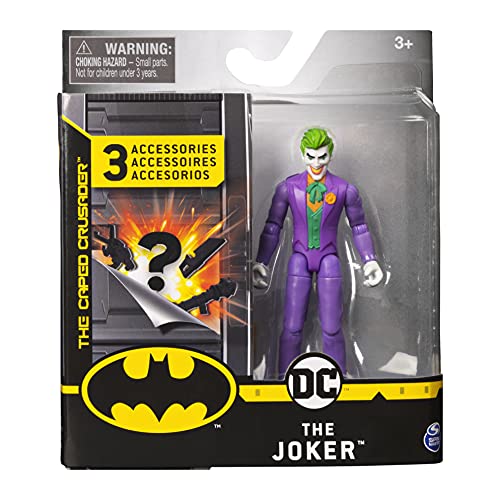 Batman, Figura de acción The Joker de 4 Pulgadas con 3 Accesorios misteriosos, Misión 1