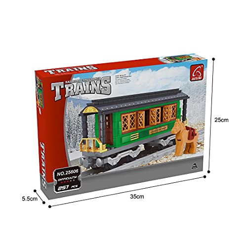 BAXT Juego de tren de ingeniería de 257 piezas para construcción de tren de ciudad, tren de mercancías, tren de ciudad, tren de personas con rieles, bloques de sujeción, compatible con tren Lego City