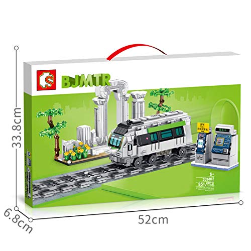 BAXT Juego de tren de ingeniería de 851 piezas para construcción de tren de ciudad, tren de mercancías, tren de ciudad, tren de personas con rieles, bloques de sujeción, compatible con tren Lego City