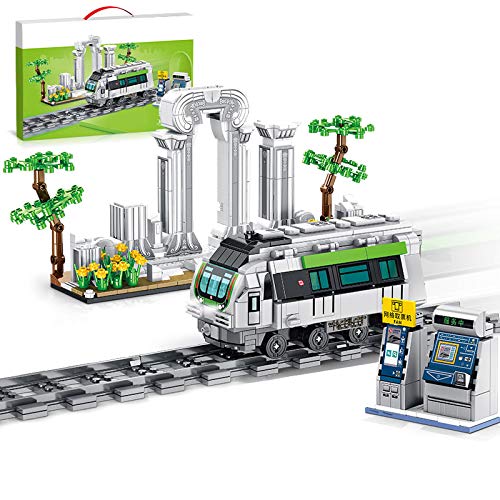 BAXT Juego de tren de ingeniería de 851 piezas para construcción de tren de ciudad, tren de mercancías, tren de ciudad, tren de personas con rieles, bloques de sujeción, compatible con tren Lego City