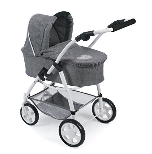 Bayer Chic 2000 637 76 Carrito Emotion All in, 3 en 1 de muñecas, Jeans Gris