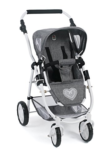 Bayer Chic 2000 637 76 Carrito Emotion All in, 3 en 1 de muñecas, Jeans Gris