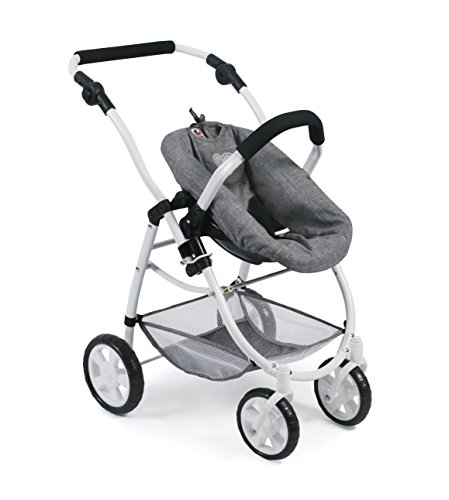 Bayer Chic 2000 637 76 Carrito Emotion All in, 3 en 1 de muñecas, Jeans Gris