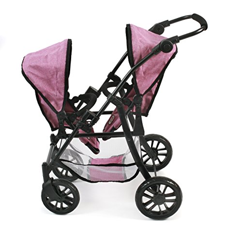 Bayer Chic 2000-Tandem-Buggy Twinny-Cochecito Doble para muñecas de hasta 50 cm, Color Rosa (691-70)