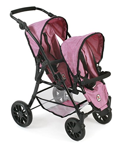 Bayer Chic 2000-Tandem-Buggy Twinny-Cochecito Doble para muñecas de hasta 50 cm, Color Rosa (691-70)