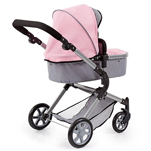 Bayer Design-18108AA Cochecito de Muñecas City Neo con Bolso Cambiador, Transformable, altura regulable, plegable, moderno, color gris, rosa con hada (18108AA)