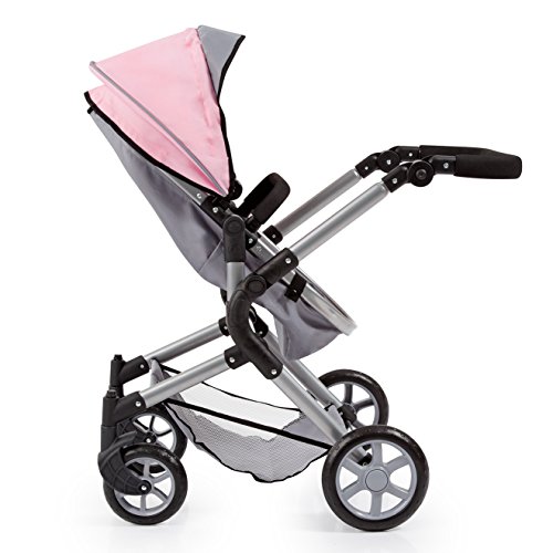 Bayer Design-18108AA Cochecito de Muñecas City Neo con Bolso Cambiador, Transformable, altura regulable, plegable, moderno, color gris, rosa con hada (18108AA)