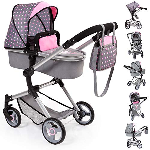 Bayer Design 18466Aa Cochecito de Muñecas "Neo Vario" Combolso Cambiador, Convertible, Plegable, Gris