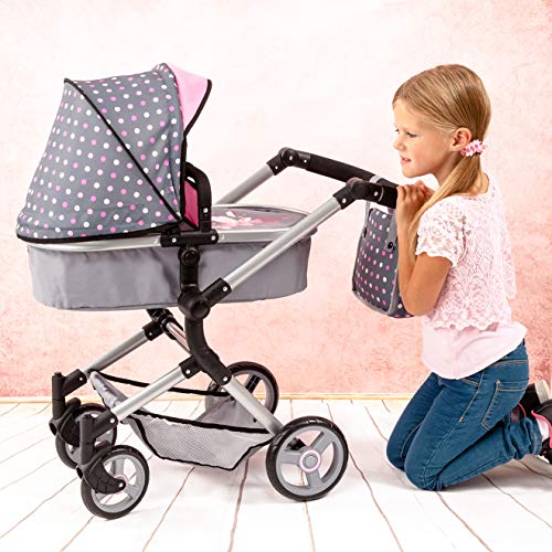 Bayer Design 18466Aa Cochecito de Muñecas "Neo Vario" Combolso Cambiador, Convertible, Plegable, Gris