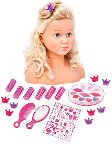 Bayer Design 90005Ab, Busto Muñeca Peinar Super Model Comassessorios, Cabeza Para Maquillar, Cabello Rubio, 27Cm (90005C)