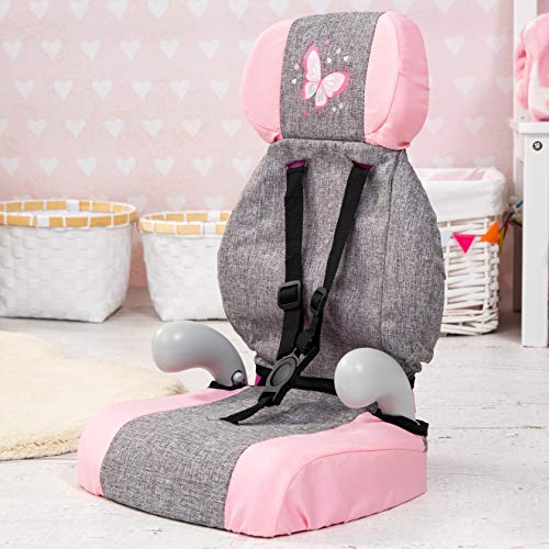 Bayer Design- Silla de Coche, Accesorios de Muñeca, Comcinturón, Moderno, Color Gris, Rosa Commariposa (67533Aa)