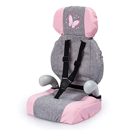 Bayer Design- Silla de Coche, Accesorios de Muñeca, Comcinturón, Moderno, Color Gris, Rosa Commariposa (67533Aa)