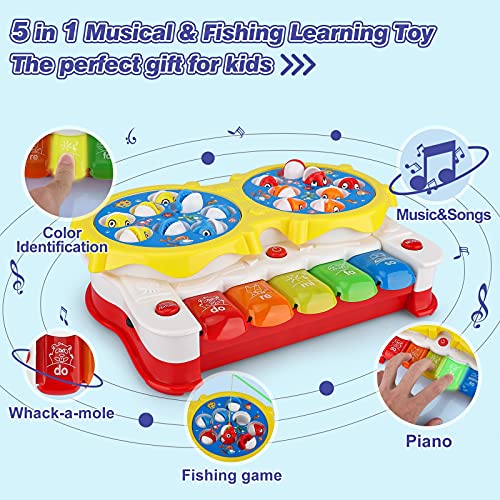 Baztoy Juguete de Pescar, Juego de Pesca para Niños con Diferentes Música y Múltiples Modos de Juego, Educativo Juegos de Tablero para Niños 3 4 5 6 7 8 9 10 11 12 Años Regalo Cumpleaños Chrisma