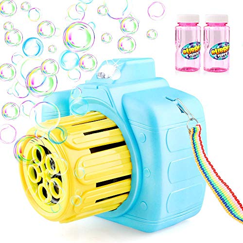 Baztoy Máquina Burbujas, Colgante & Portable Maquina Pompas Jabon para Niños con 2 Botellas Pompas de Jabón, Juguete de Baño Pomperos para Niños 3 4 5 6 7 8 9 10 11 Años Regalos Navidad Cumpleaños