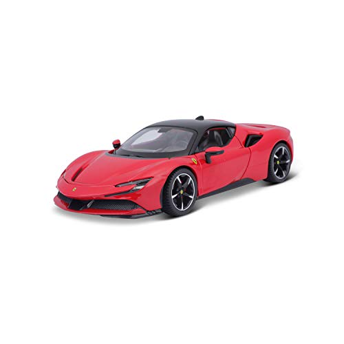 Bburago Ferrari SF90 Stradale - Maqueta de Coche a Escala 1:24, Puertas con Apertura, Modelo Completo, 19 cm, Color Rojo (18-26028)