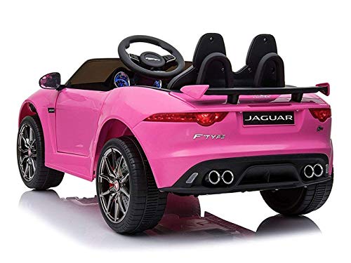 BC BABY COCHES Jaguar F-Type SVR Coche eléctrico para niños con batería 12v, Mando Control Remoto teledirigido para Padres, Licencia Oficial, asa de Transporte y Maletero. (Rosa)