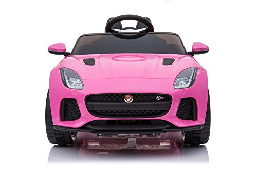 BC BABY COCHES Jaguar F-Type SVR Coche eléctrico para niños con batería 12v, Mando Control Remoto teledirigido para Padres, Licencia Oficial, asa de Transporte y Maletero. (Rosa)