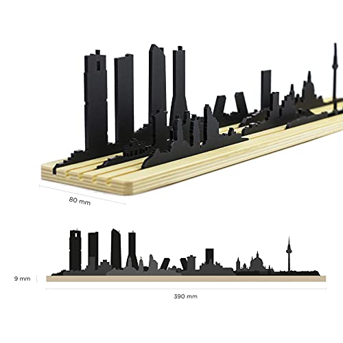 Beamalevich Shapes of Madrid - Diorama de Siluetas de la Skyline de la Ciudad | Puzzle Móvil | 6 Piezas con Edificios de metacrilato, 1 Base con vías de Madera Corte Laser