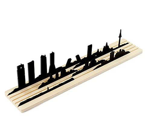 Beamalevich Shapes of Madrid - Diorama de Siluetas de la Skyline de la Ciudad | Puzzle Móvil | 6 Piezas con Edificios de metacrilato, 1 Base con vías de Madera Corte Laser