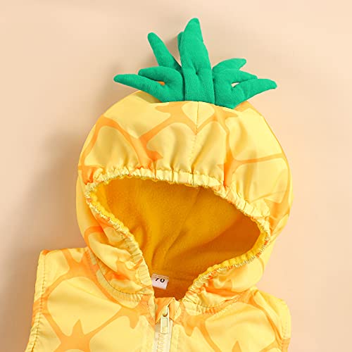 Beauace Disfraz Infantil Unisex con Capucha en Forma de piña Espectáculo teatral con Cremallera + Calcetines a Rayas Disfraz de Halloween 0-24 Meses (Amarillo, 18-24 Meses)