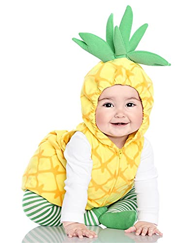 Beauace Disfraz Infantil Unisex con Capucha en Forma de piña Espectáculo teatral con Cremallera + Calcetines a Rayas Disfraz de Halloween 0-24 Meses (Amarillo, 18-24 Meses)