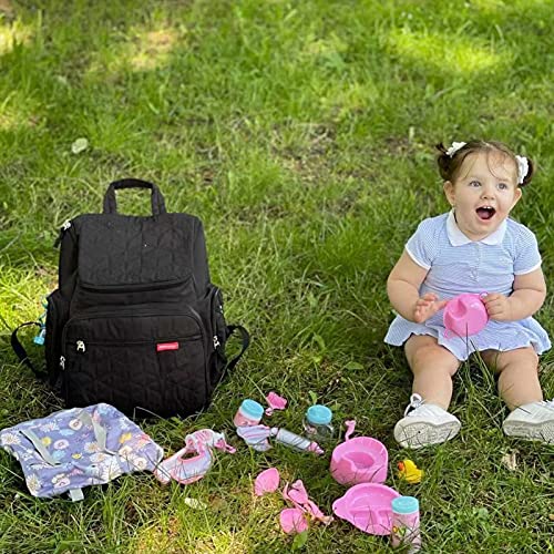 Bebamour - Mochila portadora de muñecas con 20 Accesorios para muñecas, alimentación de muñecas para bebés, Juego de Juguetes de baño para niños y niñas, Juego de rol