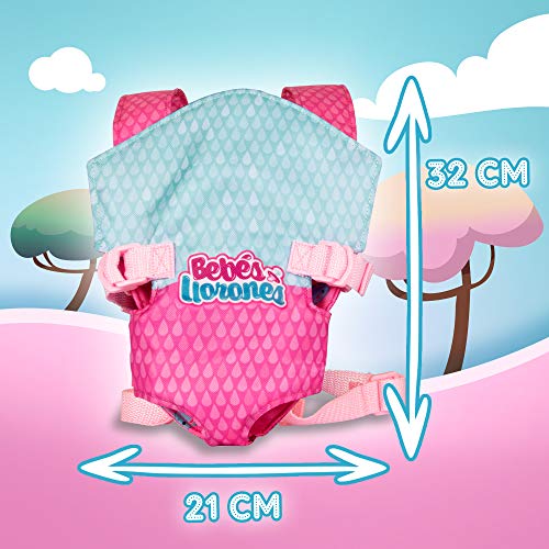 Bebés Llorones Kristal está malita + portabebé - Pack de 1 muñeca interactiva que llora y se pone enferma y 1 portabebé