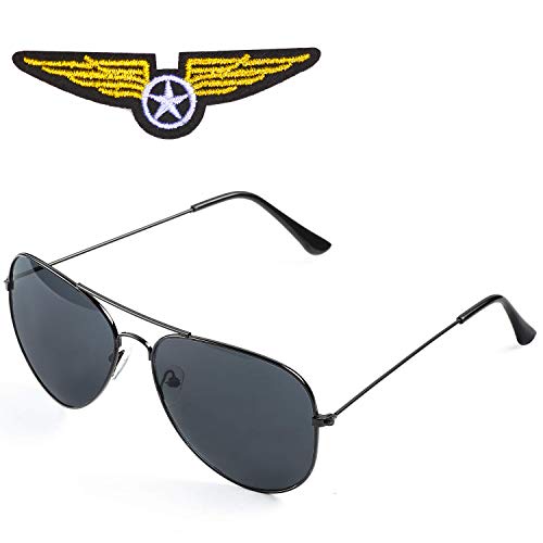 Beelittle Airline Pilot Captain Costume Kit Pilot Dress up Juego de Accesorios con Gafas de Sol de Aviador (C)