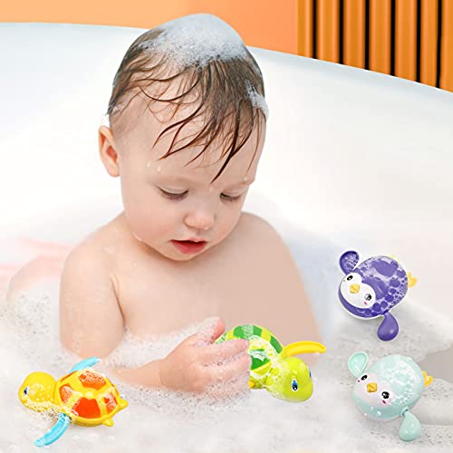 BelleStyle Juguete Baño Bebe, Juguete Bebe 1 2 3 año, 5 Piezas de Animales Flotantes de Mar, Ideales para el Baño del Bebé, A Partir de 6 Meses, Tortuga, Pingüino, Bebe Juguete de Baño Pulpo Flotante