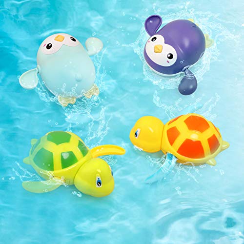 BelleStyle Juguete Baño Bebe, Juguete Bebe 1 2 3 año, 5 Piezas de Animales Flotantes de Mar, Ideales para el Baño del Bebé, A Partir de 6 Meses, Tortuga, Pingüino, Bebe Juguete de Baño Pulpo Flotante