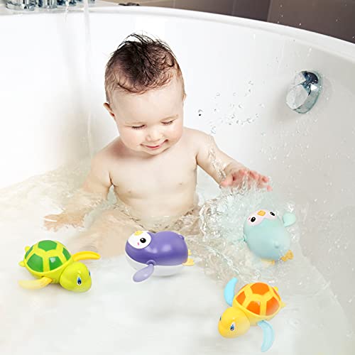 BelleStyle Juguete Baño Bebe, Juguete Bebe 1 2 3 año, 5 Piezas de Animales Flotantes de Mar, Ideales para el Baño del Bebé, A Partir de 6 Meses, Tortuga, Pingüino, Bebe Juguete de Baño Pulpo Flotante