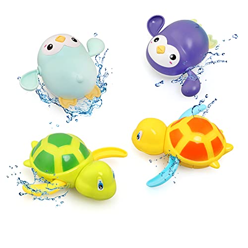 BelleStyle Juguete Baño Bebe, Juguete Bebe 1 2 3 año, 5 Piezas de Animales Flotantes de Mar, Ideales para el Baño del Bebé, A Partir de 6 Meses, Tortuga, Pingüino, Bebe Juguete de Baño Pulpo Flotante