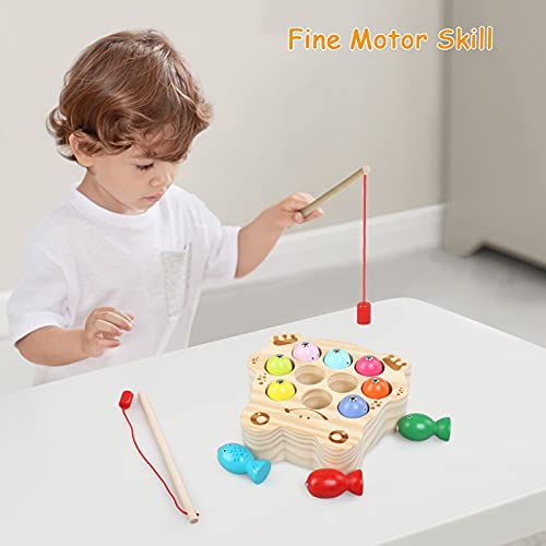 BelleStyle Juguete de Pescar, Juego de Pescar para Niños, Puzzle de Pesca magnetico, Juegos de Mesa de Pesca con 2 Cañas de Pescar 10pcs Peces, Educativos Juguetes para Niños Niñas 3 4 5 6 Años