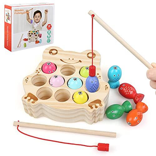 BelleStyle Juguete de Pescar, Juego de Pescar para Niños, Puzzle de Pesca magnetico, Juegos de Mesa de Pesca con 2 Cañas de Pescar 10pcs Peces, Educativos Juguetes para Niños Niñas 3 4 5 6 Años