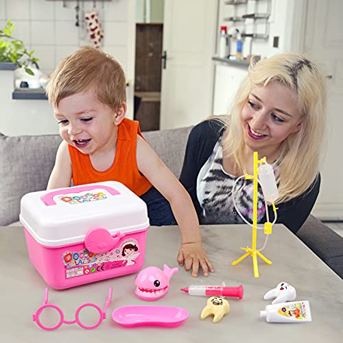 BelleStyle Maletín de Médico de Juguete, 43 Piezas Doctora de Juguetes, Kit de Dentista con Estetoscopio y Abrigo, Doctora Juegos de Imitacion Regalos para Niñas Niños 3 4 5 6 Años (Aosado)