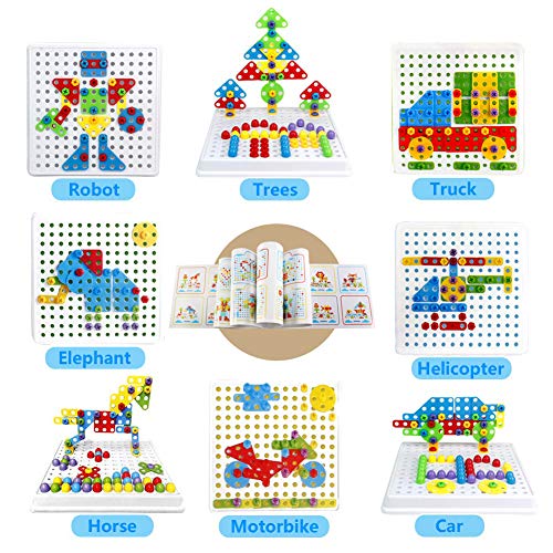 BelleStyle Puzzles 3D Montessori Juguetes 237PCS, Tablero de Mosaico Juguete eléctrico Rompecabezas Bricolaje construcción de Juguetes Rompecabezas Construcción Educativos Regalos para Infantiles