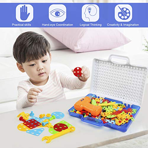 BelleStyle Puzzles 3D Montessori Juguetes 237PCS, Tablero de Mosaico Juguete eléctrico Rompecabezas Bricolaje construcción de Juguetes Rompecabezas Construcción Educativos Regalos para Infantiles