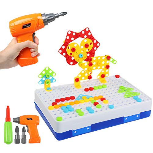 BelleStyle Puzzles 3D Montessori Juguetes 237PCS, Tablero de Mosaico Juguete eléctrico Rompecabezas Bricolaje construcción de Juguetes Rompecabezas Construcción Educativos Regalos para Infantiles