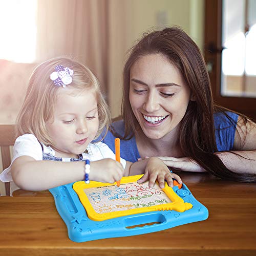 BelleStyle Tablero de Dibujo Magnético, Colorido Borrable Tablero de Garabatos Bosquejo Escribir Pizarras Magnéticas Juguete Educativo para Pequeños Niños Niñas, Tamaño de Viaje (Azul)